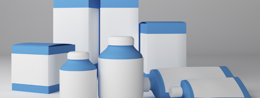 Collection of different-sized products after going through an auto label applicator.