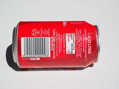 UPC code on cola can.