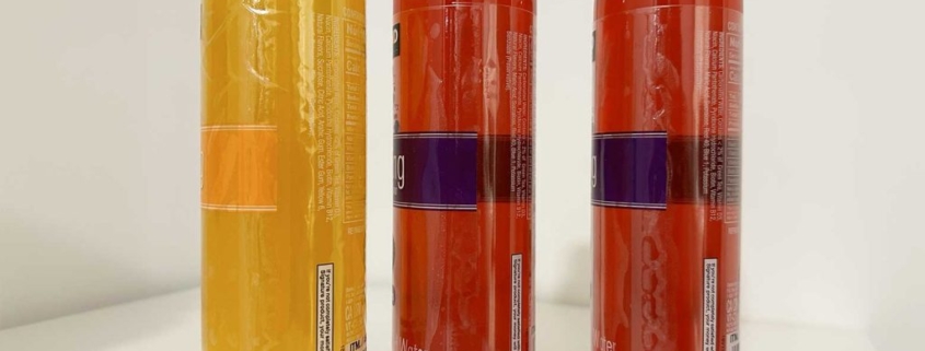Clear label with air bubbles.