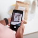 Connected packaging label with a QR code.