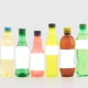 Different bottle shapes with blank labels.