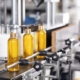 Hot filling line in a manufacturing facility.