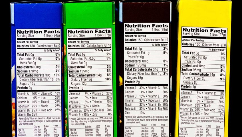 Nutrition labels following the regulations in the Fair Packaging and Labeling Act.