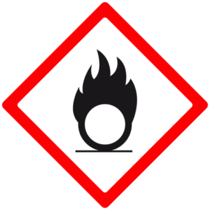 The GHS symbol for oxidizers. 
