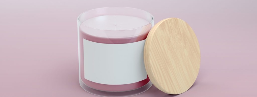Candle product with a blank label, ready for industry standards.