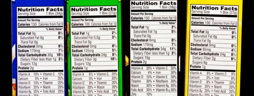 Nutrition labels following the regulations in the Fair Packaging and Labeling Act.