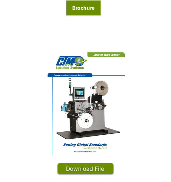Tabletop Vial Wrap Custom Labeling System brochure image.