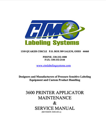 3600 Printer applicator maintenance archive manual.