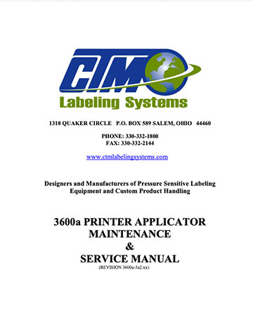 3600a printer applicator maintenance archive manual.