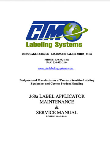 360a label applicator maintenance archive.