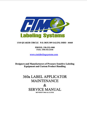 360a label applicator maintenance archive maunal.