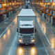 Delivery truck stopping at a 3PL provider warehouse.