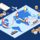 Graphics representing the global supply chain.